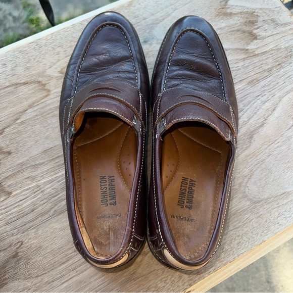 Johnston & Murphy Men's Shoes Size 8.5M Brown Leather Slip-on  Penny Flex - Picture 10 of 11